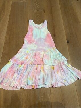 Flowers By Zoe Kids Size Small Tie-Dye Tiered Tank Dress.